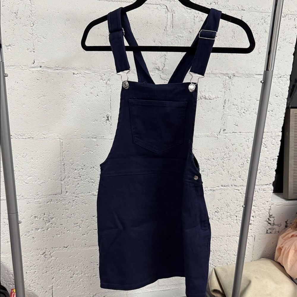 Navy Blue Denim Overall DressโNWT - Size Small Pockets Navy Overalls